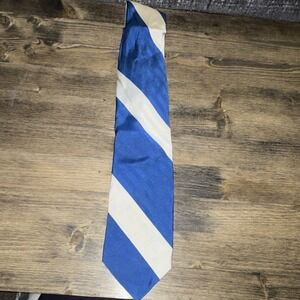 Vintage Bronzini Silk Men's Tie: Striped Blue White Classic Woven One Size